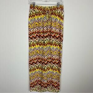 Tolani Yellow Brown Pink IKat Print  Pants Small